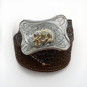 Vintage Textan Western Braided Belt & Bronco Buckle